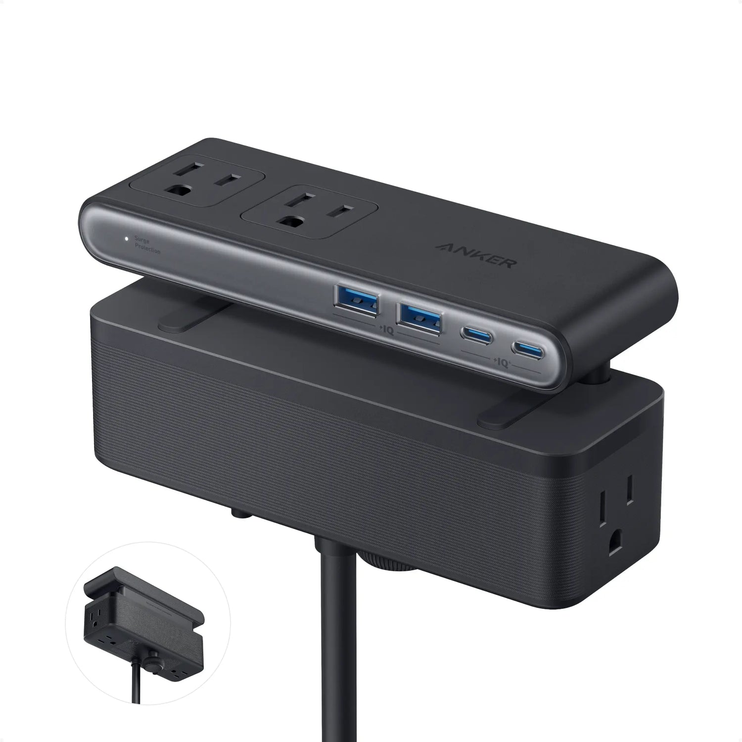 #Summervibes Anker Nano Power Strip, Desk Clamp with 1500J Surge Protection,5 Ft Extension Cord, 70W Max Gaming Desk Accessory, 6 AC, 2 USB A, 2 USB C, Home Office Essential, Fitts 0.6 - 1.8" Tabletop Edge Tiktokshopspringglowup