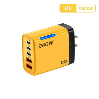 240W GaN USB-C Charger – 5-in-1 Fast Charging Adapter for iPhone, MacBook, Samsung
