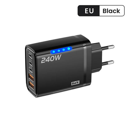240W GaN USB-C Charger – 5-in-1 Fast Charging Adapter for iPhone, MacBook, Samsung
