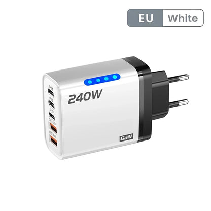 240W GaN USB-C Charger – 5-in-1 Fast Charging Adapter for iPhone, MacBook, Samsung